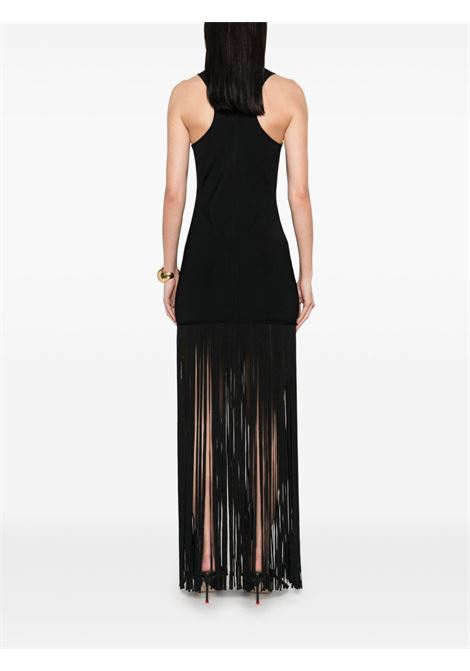 Abito midi con frange in nero David koma - donna DAVID KOMA | RE25DKKN01DBLK